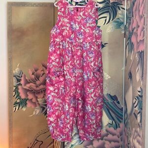 Vintage Laura Ashley mother & child floral pink sleeveless romper jumpsuit 7/8